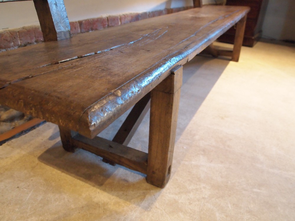 Bench settle pew refectory Rare primitive George II Oak c1720 View XIV