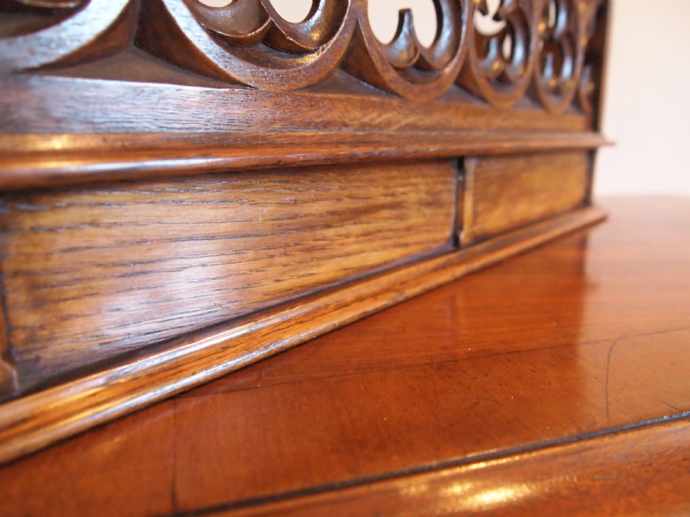 Bookcase book trough Arts and Crafts Oak Gothic Pugin c1880 View IX