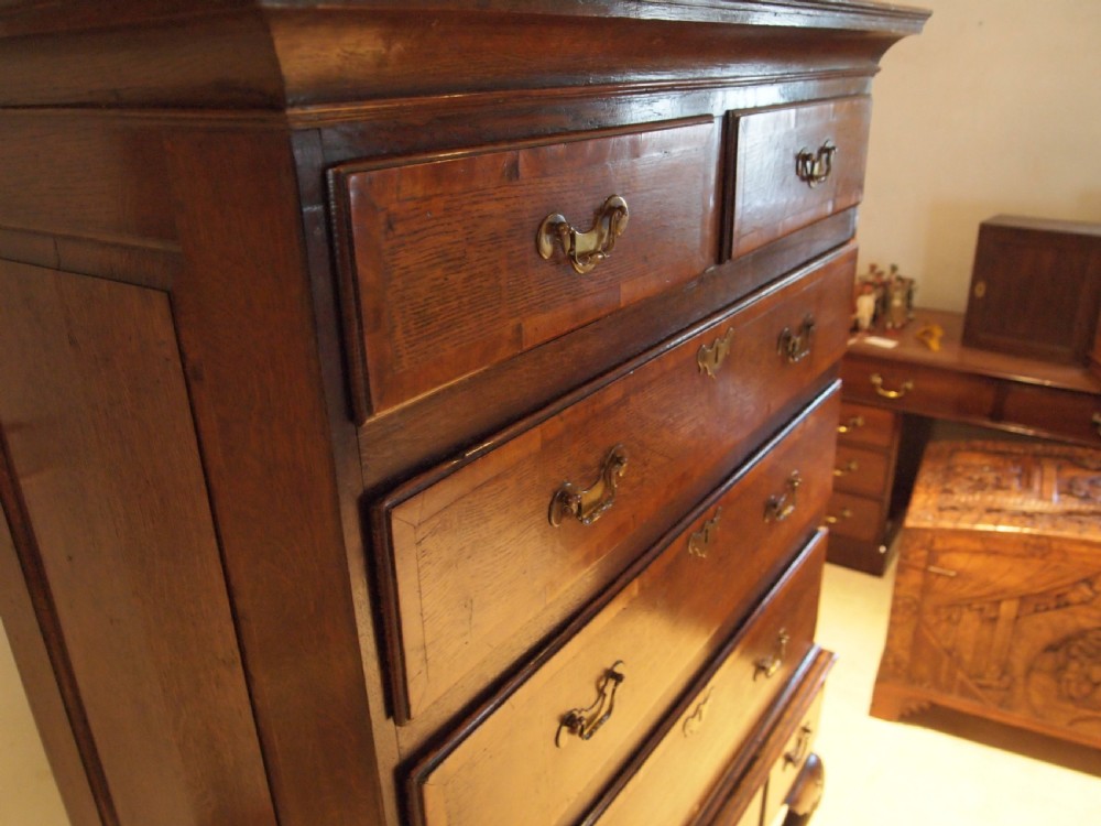 Chest of drawers chest on stand rare George II Oak c1740 View VI