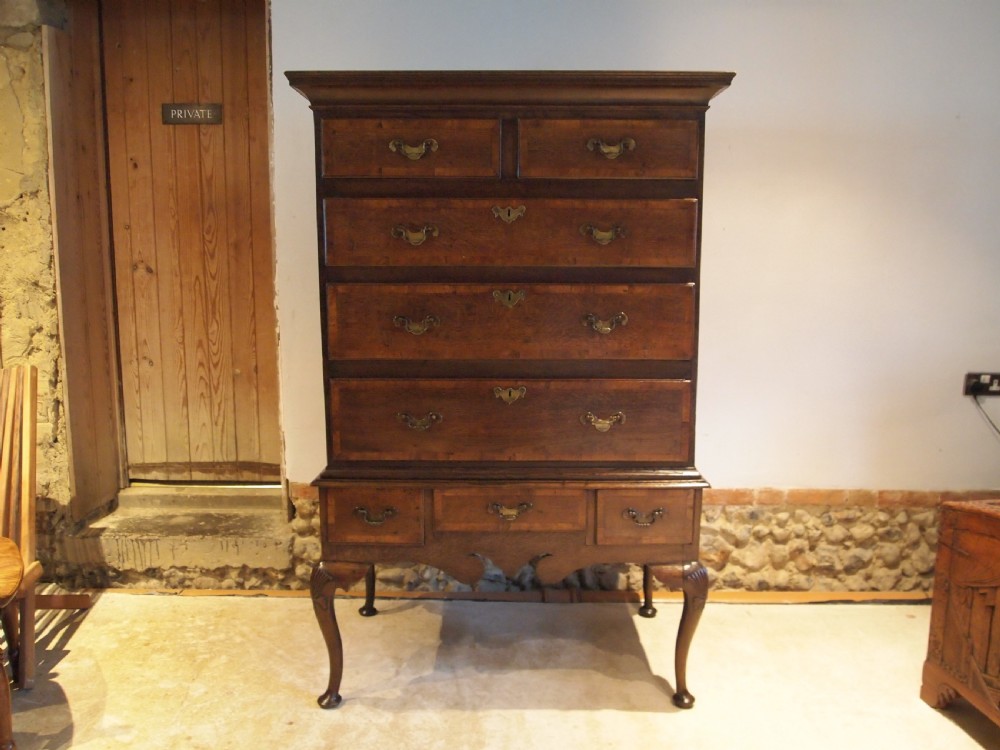 Chest of drawers chest on stand rare George II Oak c1740 View IX