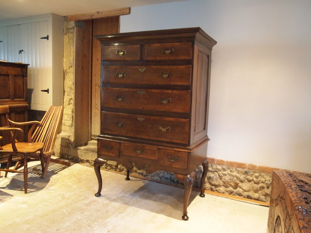 Chest of drawers chest on stand rare George II Oak c1740 View XI