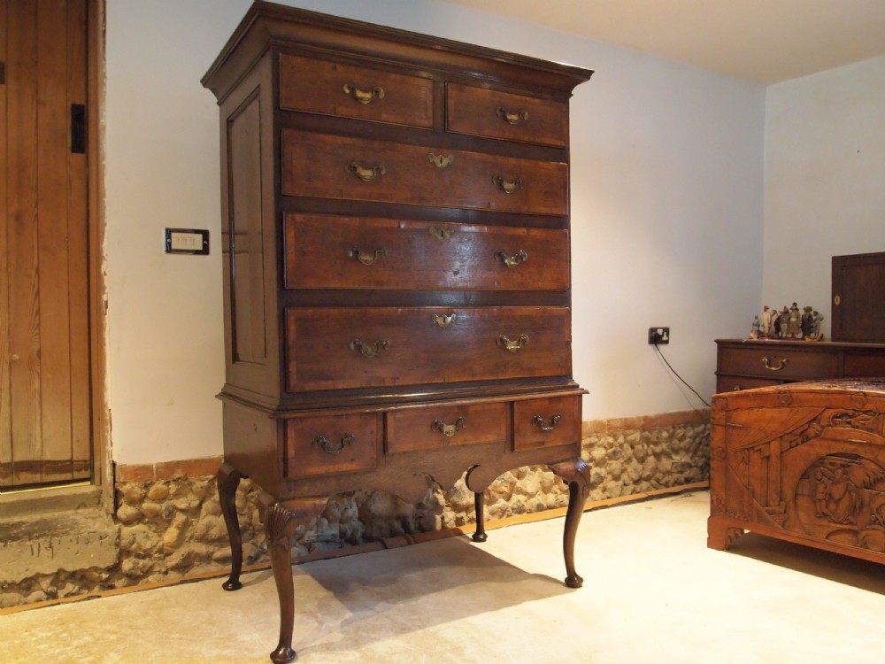 Chest of drawers chest on stand rare George II Oak c1740 View XV