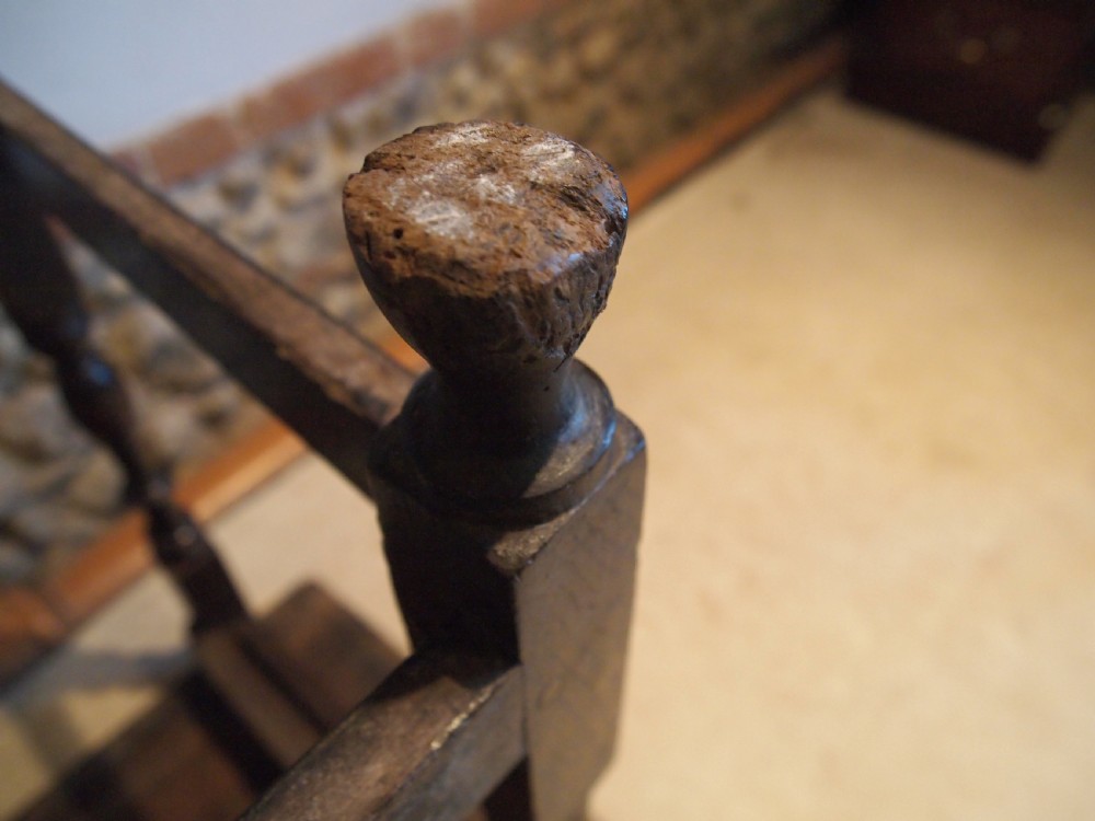 Table side hall lamp Charles II Oak c1680 View XI