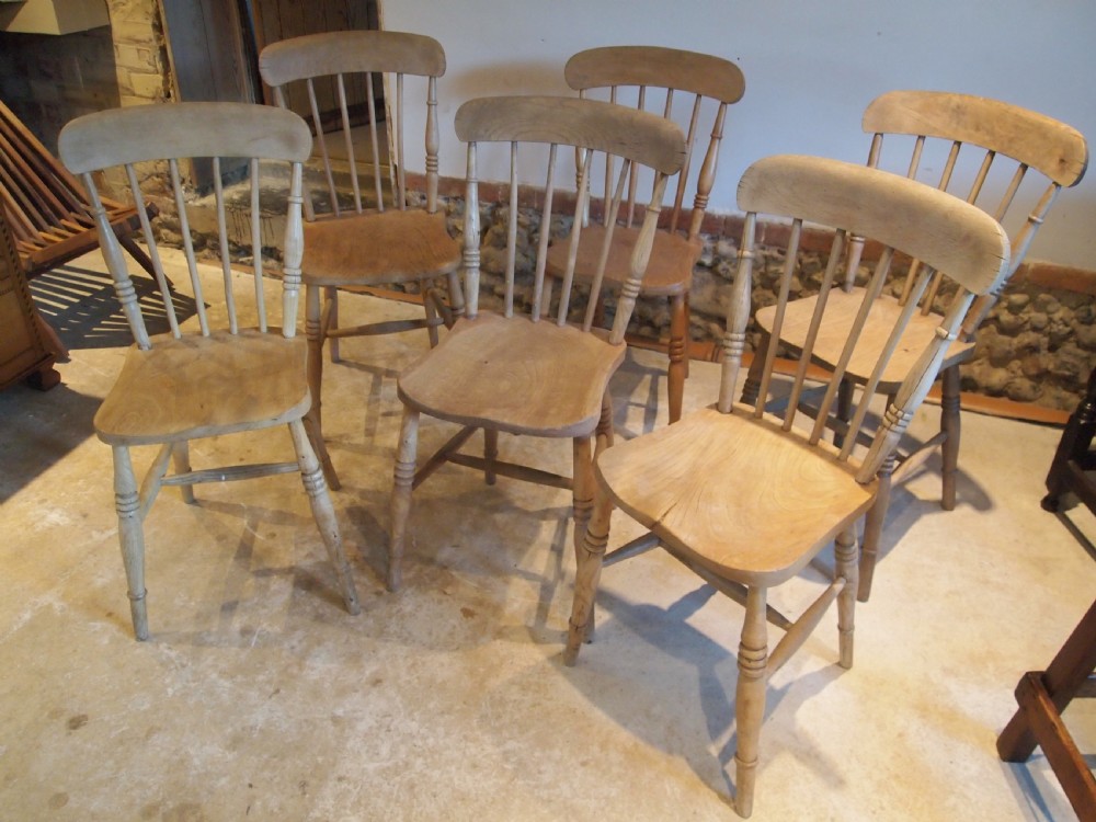 Chairs set of 6 Victorian kitchen Windsor c1880 View III