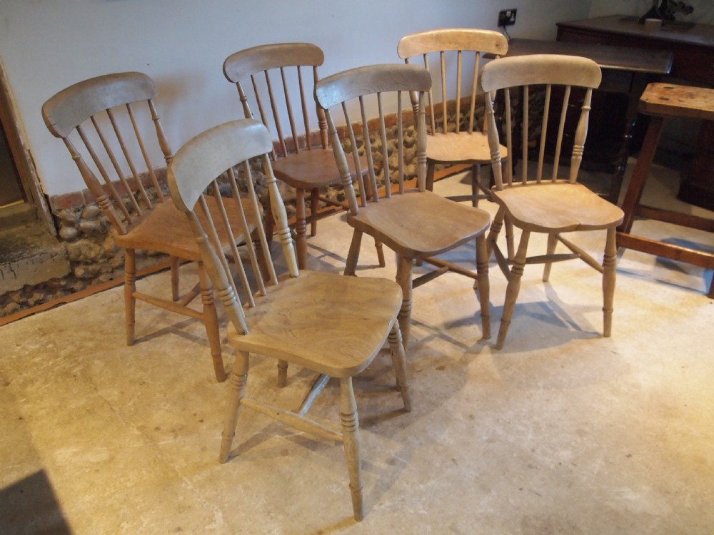 Chairs set of 6 Victorian kitchen Windsor c1880 View V
