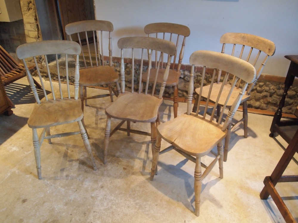Chairs set of 6 Victorian kitchen Windsor c1880 View VI