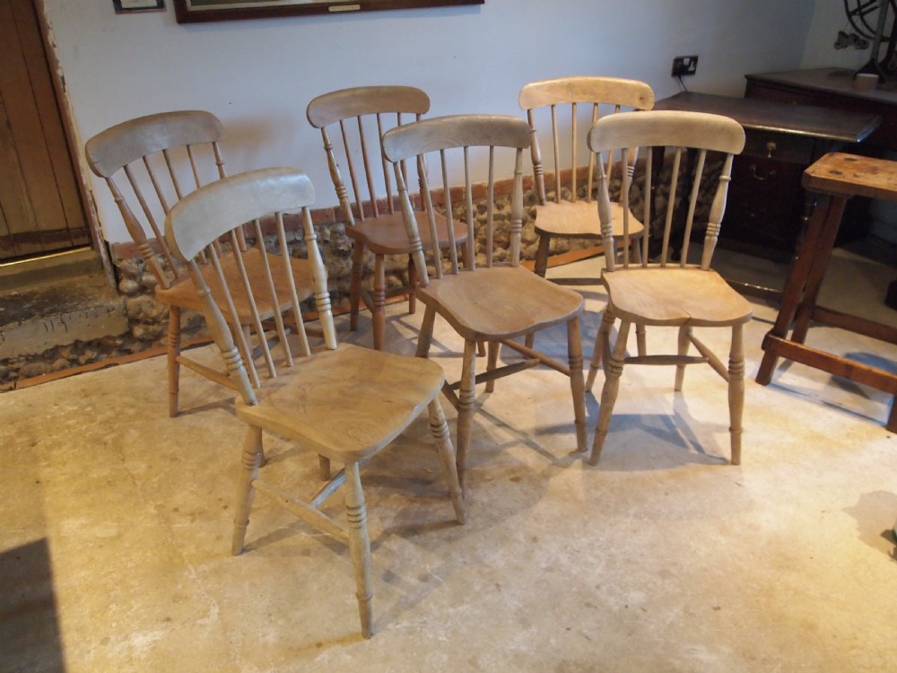 Chairs set of 6 Victorian kitchen Windsor c1880 View VIII