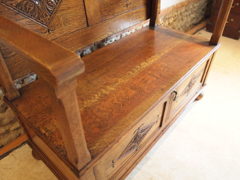 Bench settle pew Monks bench table Oak c1900 View VII
