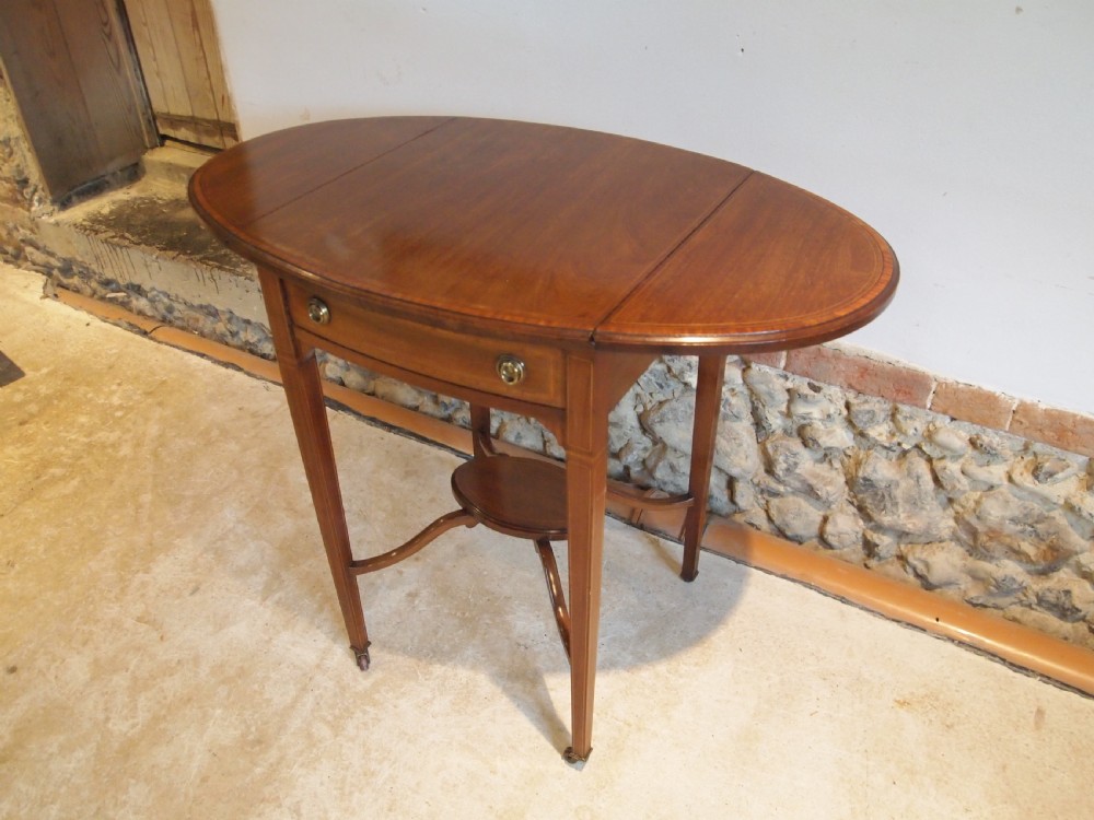 Table stunning Edwardian Side lamp hall Pembroke c1900 View XII