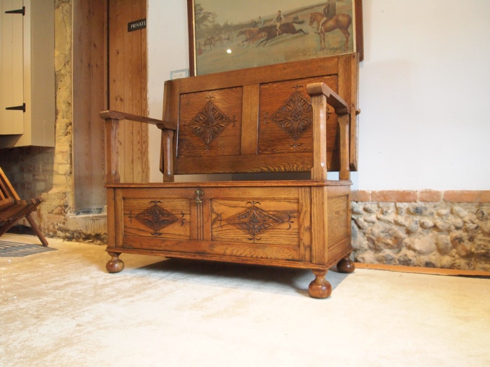 Bench settle pew Monks bench table Oak c1900