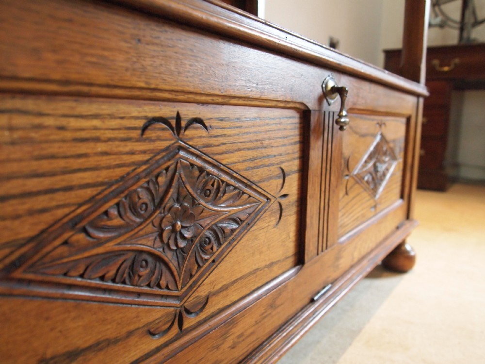 Bench settle pew Monks bench table Oak c1900 View VII