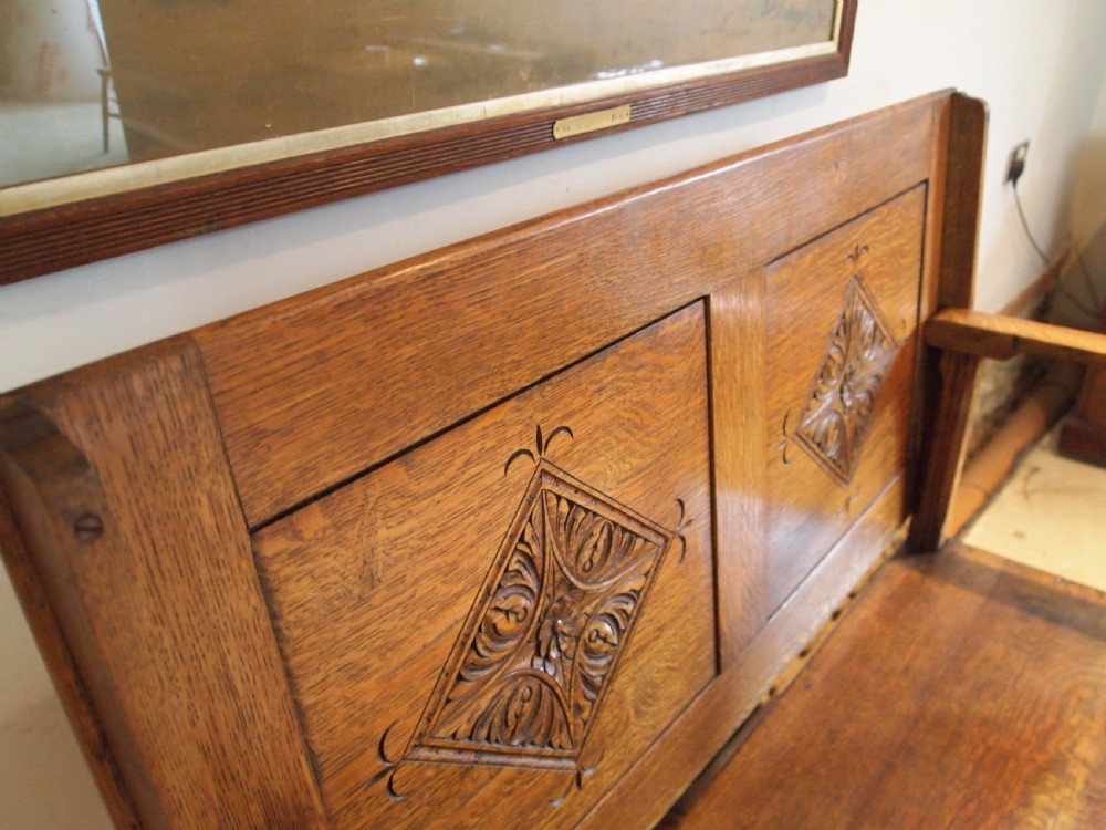 Bench settle pew Monks bench table Oak c1900 View X