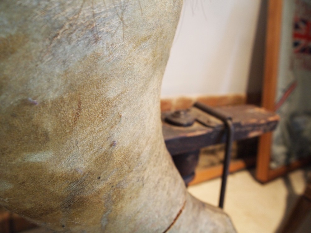 Rocking horse rare large Victorian Pony skin Beech and Hessian c1880 View IV