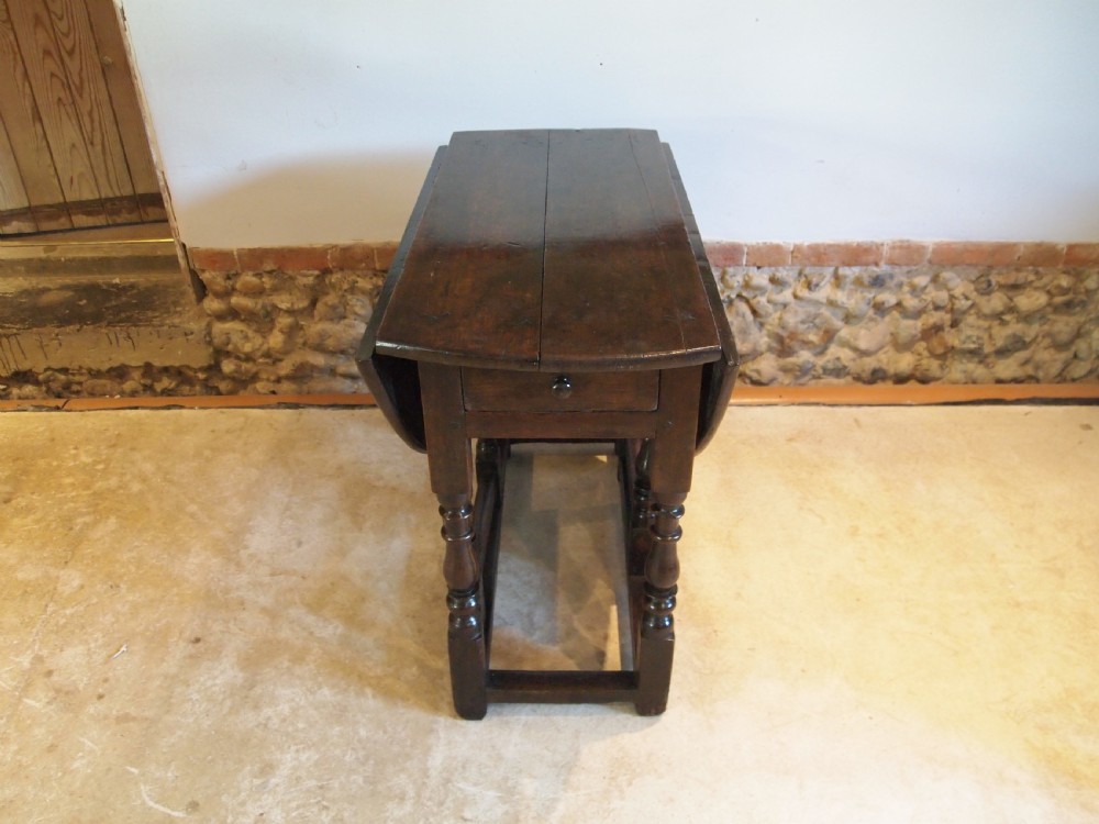 Table Charles II Oak small cottage gate-leg dining refectory c1680 View VI