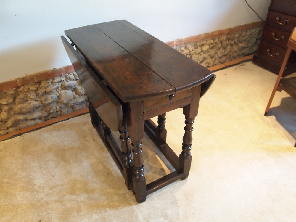 Table Charles II Oak small cottage gate-leg dining refectory c1680 View VII