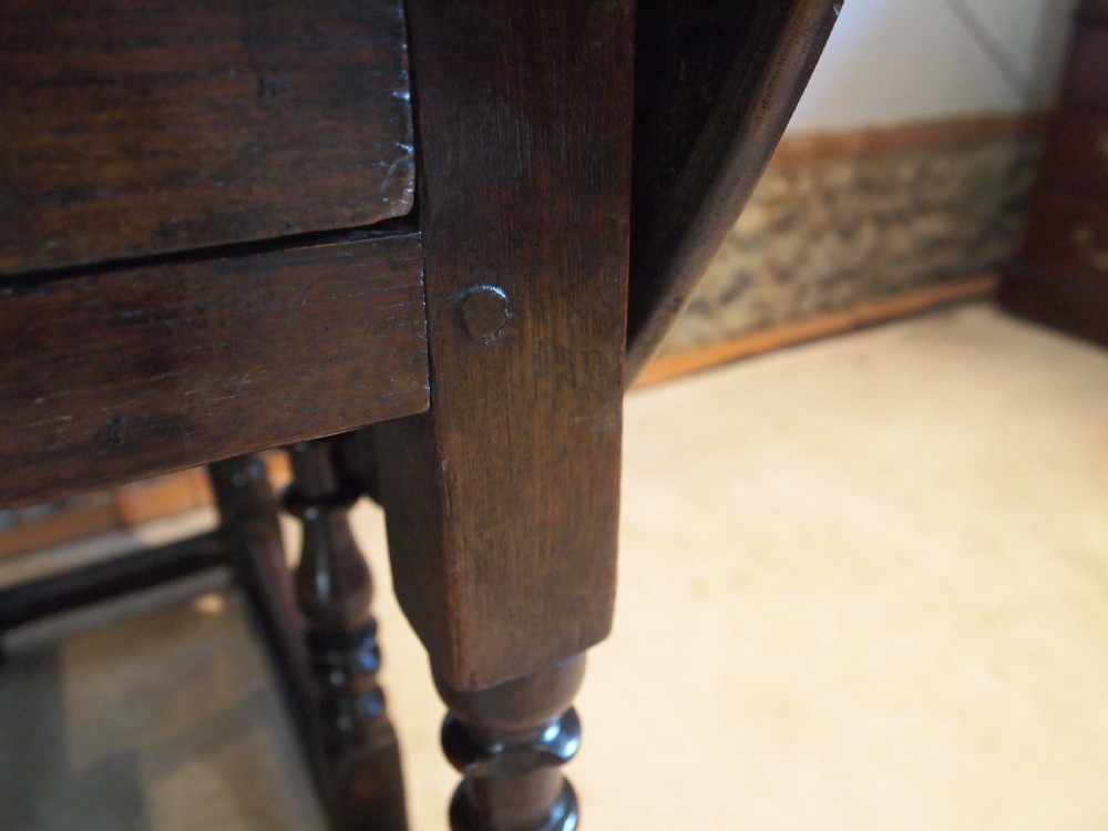 Table Charles II Oak small cottage gate-leg dining refectory c1680 View VIII