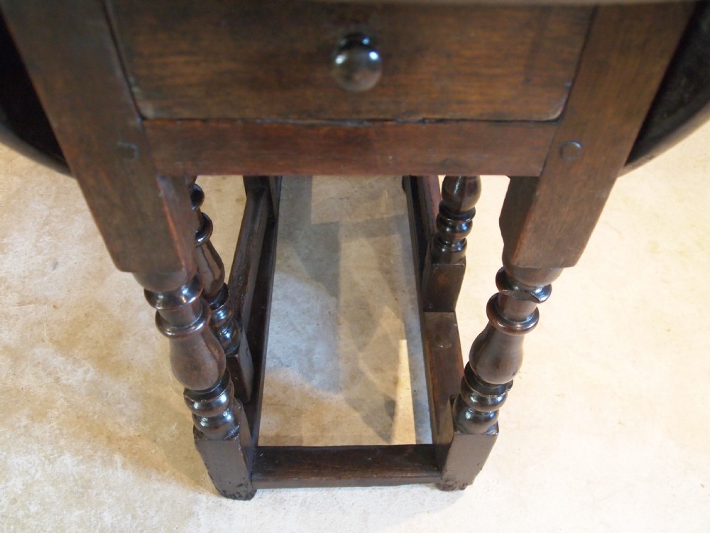 Table Charles II Oak small cottage gate-leg dining refectory c1680 View IX