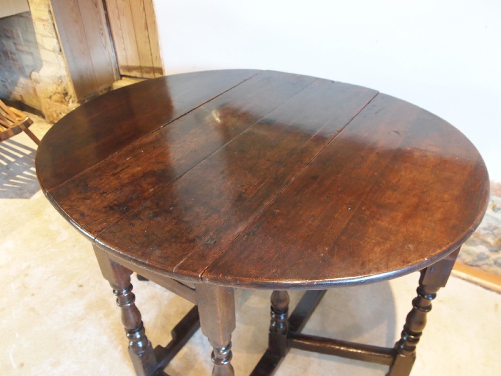 Table Charles II Oak small cottage gate-leg dining refectory c1680 View X