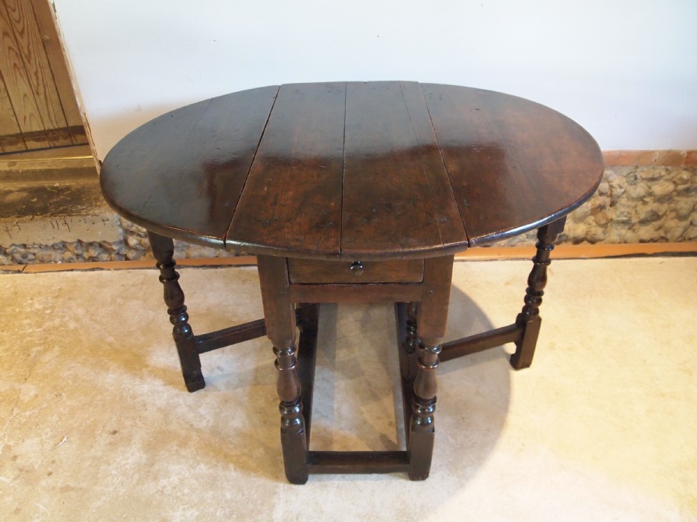 Table Charles II Oak small cottage gate-leg dining refectory c1680 View XVI