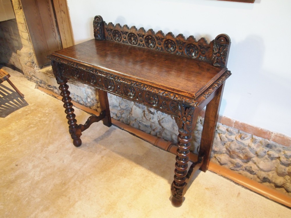 Table hall lamp console fine Victorian carved Oak c1890
