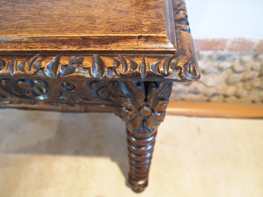Table hall lamp console fine Victorian carved Oak c1890 View IV