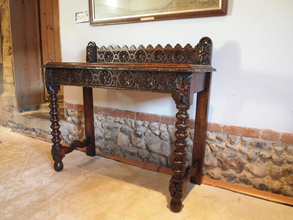 Table hall lamp console fine Victorian carved Oak c1890 View V
