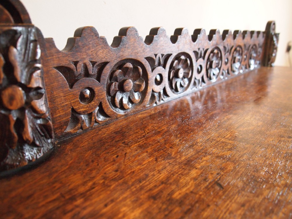 Table hall lamp console fine Victorian carved Oak c1890 View VI