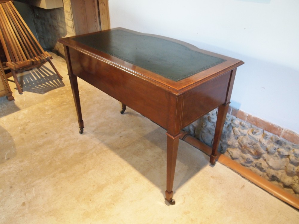Desk fine quality Edwardian Mahogany inlaid c1900 View V