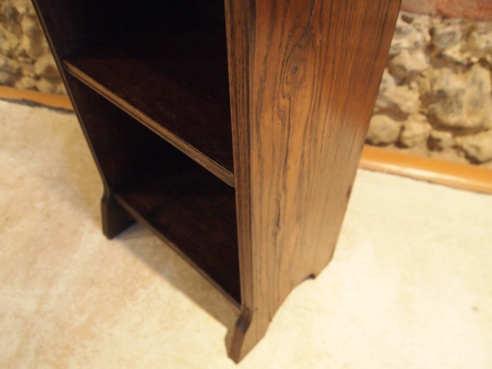 Bookcase tall slim Arts and Crafts Oak c1900 View IV