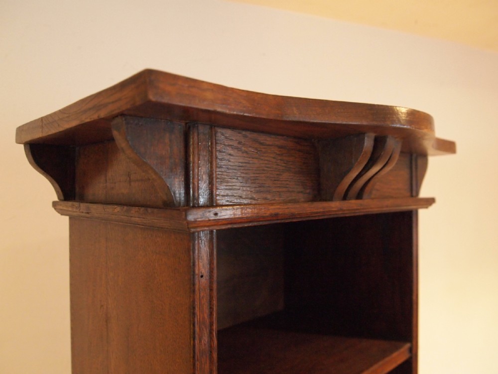 Bookcase tall slim Arts and Crafts Oak c1900 View VI