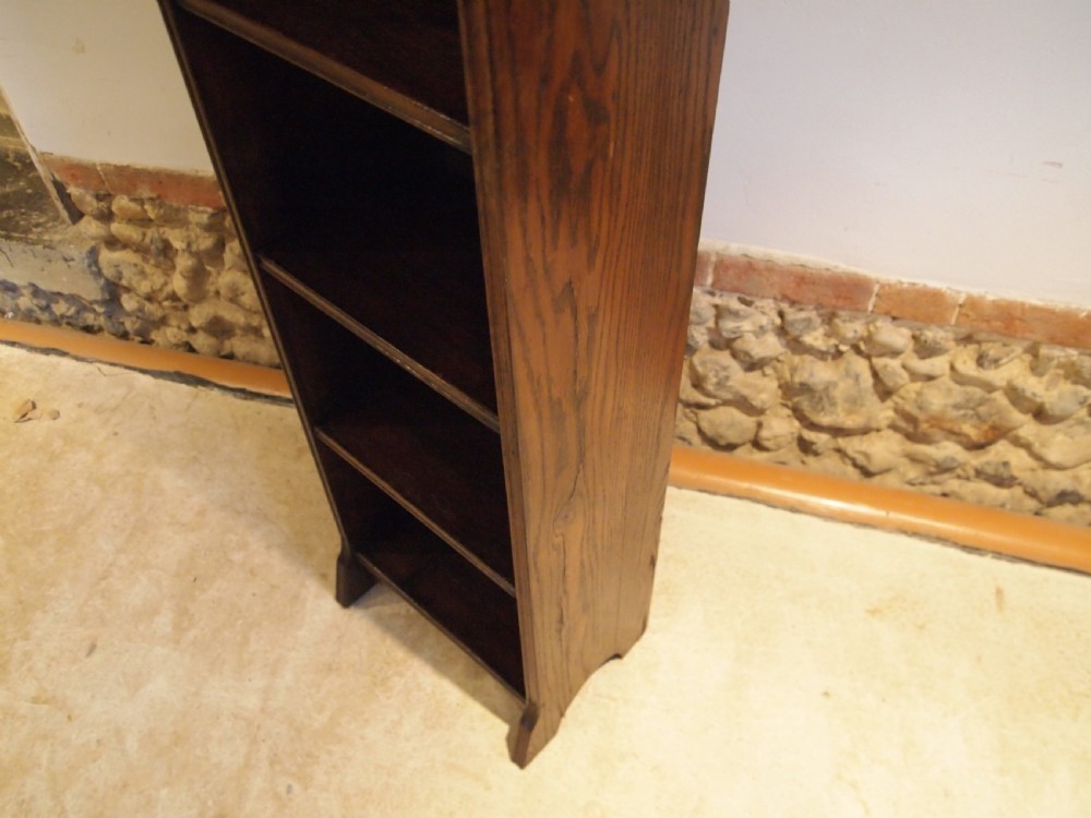 Bookcase tall slim Arts and Crafts Oak c1900 View VIII