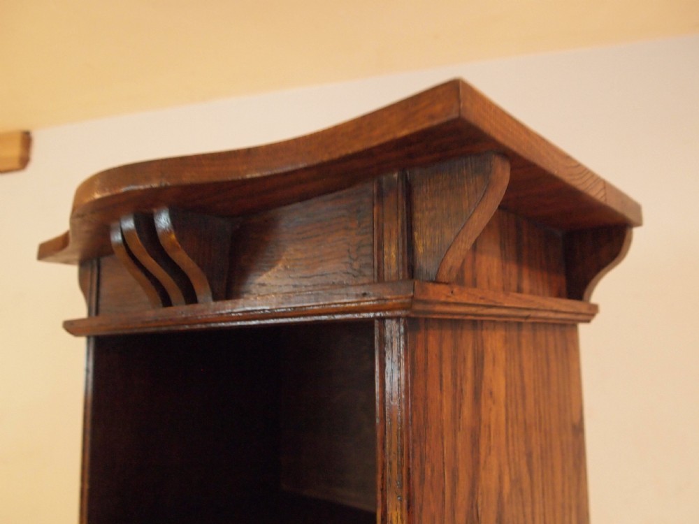 Bookcase tall slim Arts and Crafts Oak c1900 View IX