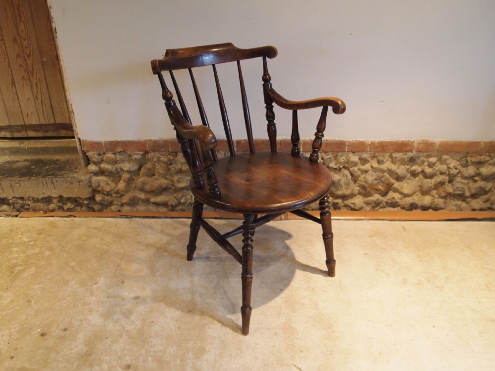 Chair Windsor Victorian Penny seat armchair c1880 View II