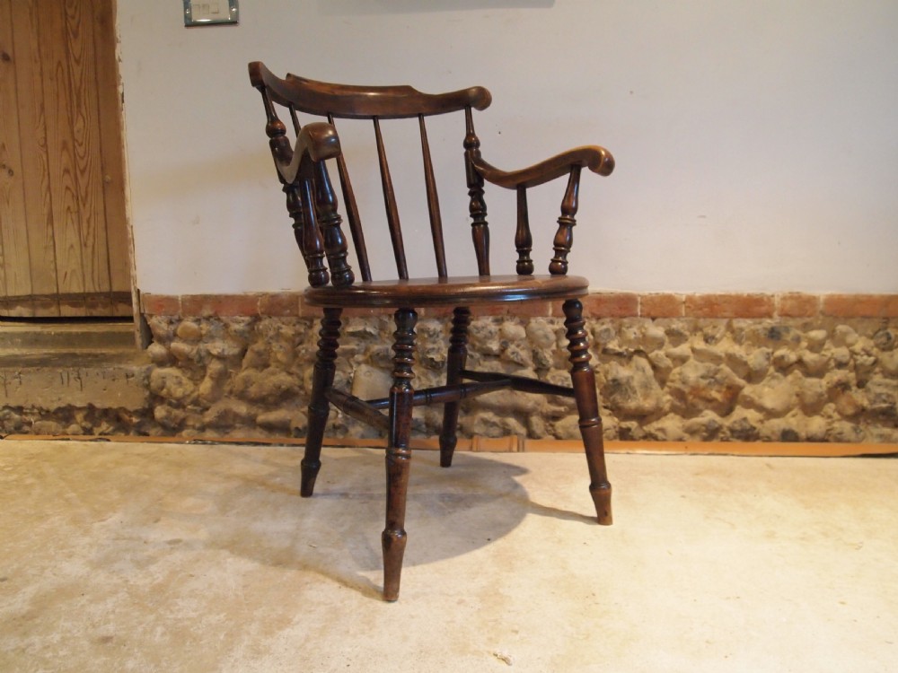 Chair Windsor Victorian Penny seat armchair c1880 View IX
