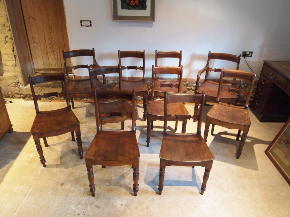 Chairs rare set of 10 East Anglian Bar back kitchen dining chairs c1820 View II