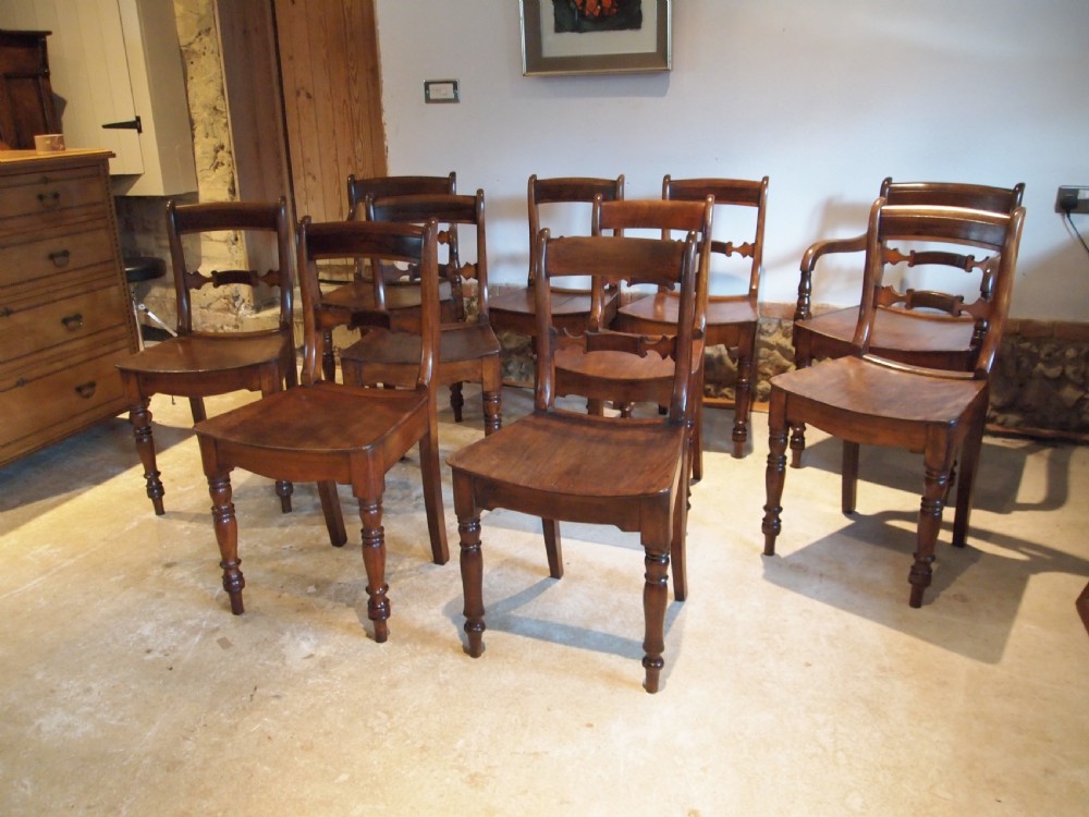 Chairs rare set of 10 East Anglian Bar back kitchen dining chairs c1820 View IX