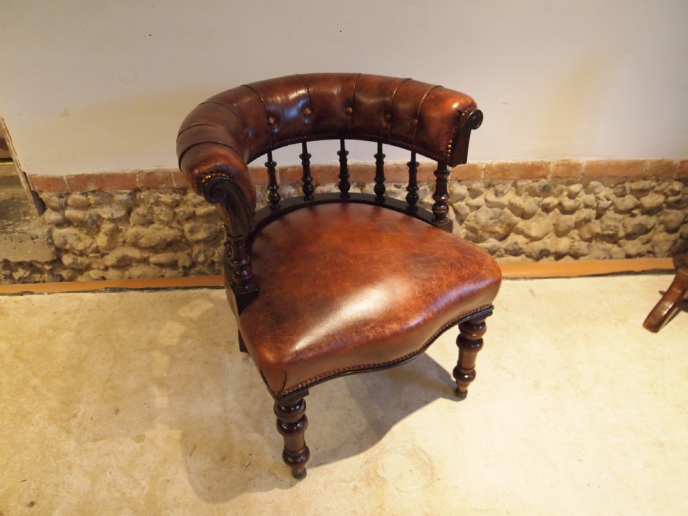 Chair stunning Chestnut leather Victorian Mahogany desk library c1850