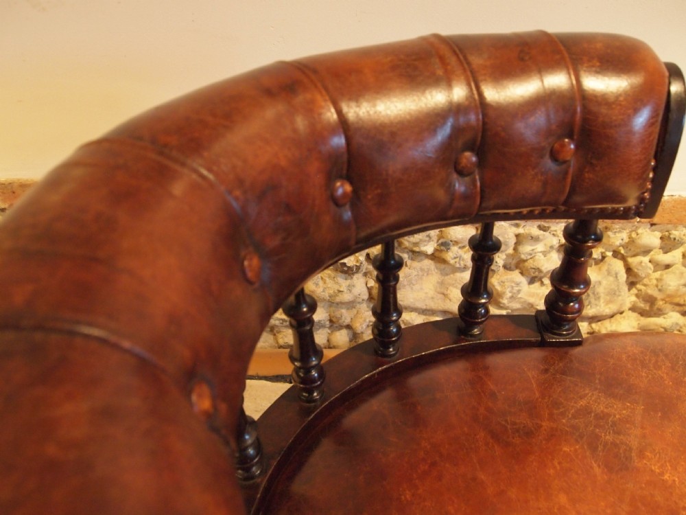Chair stunning Chestnut leather Victorian Mahogany desk library c1850 View IV