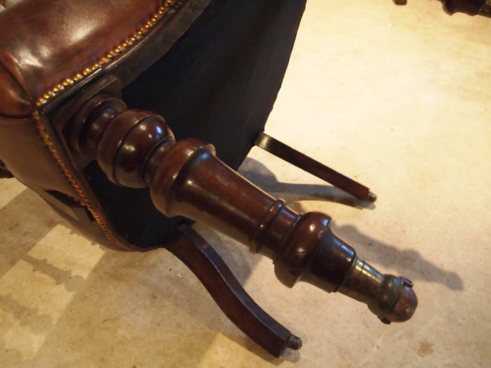 Chair stunning Chestnut leather Victorian Mahogany desk library c1850 View VI