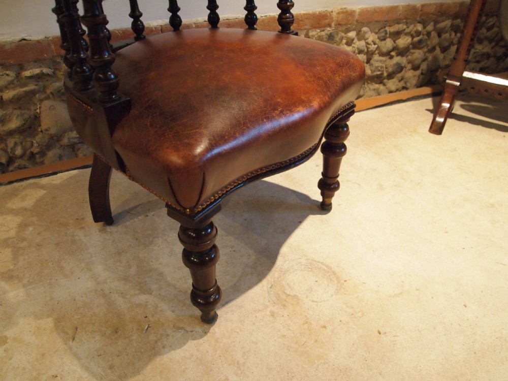 Chair stunning Chestnut leather Victorian Mahogany desk library c1850 View VIII