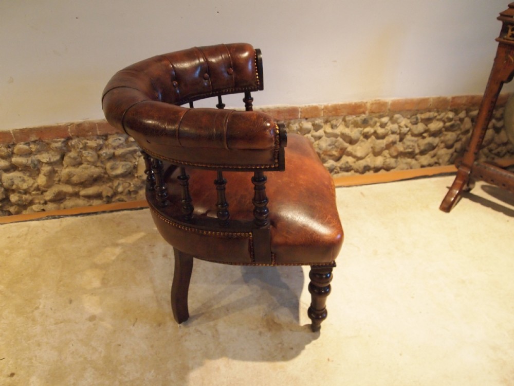 Chair stunning Chestnut leather Victorian Mahogany desk library c1850 View IX