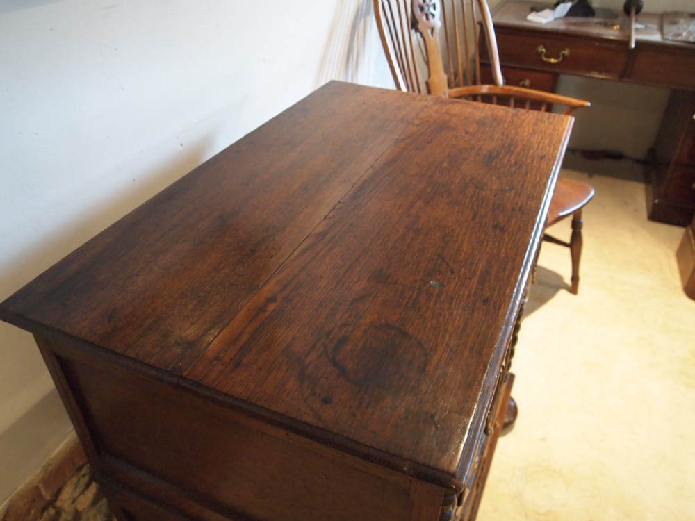 Chest of drawers rare small William and Mary Oak c1690 View IX