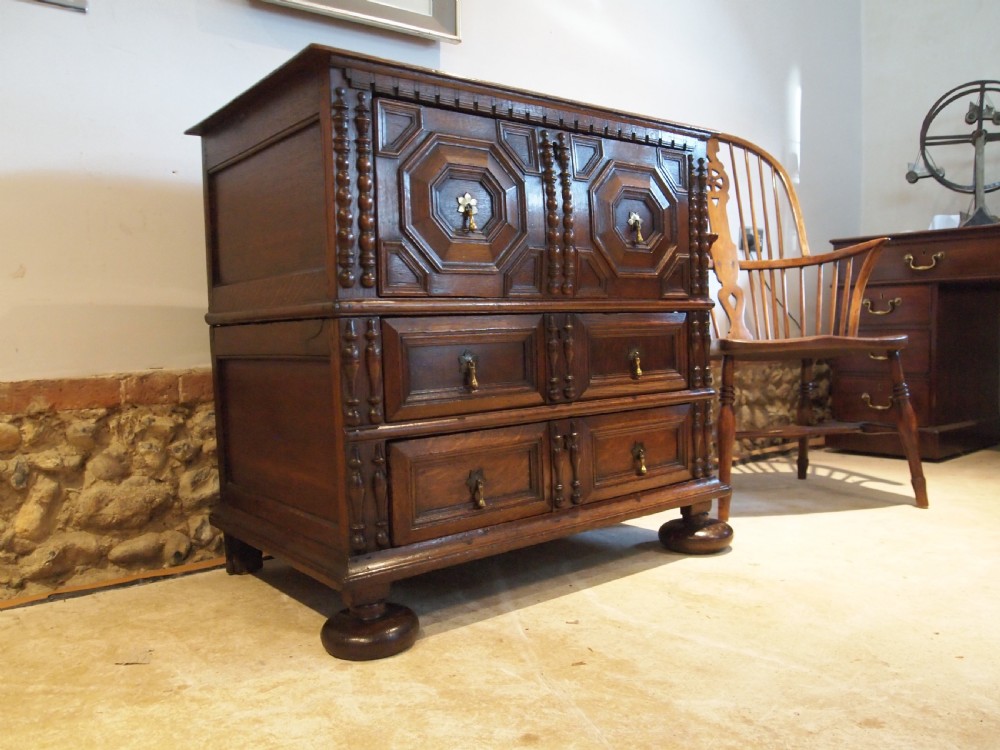 Chest of drawers rare small William and Mary Oak c1690 View XIV