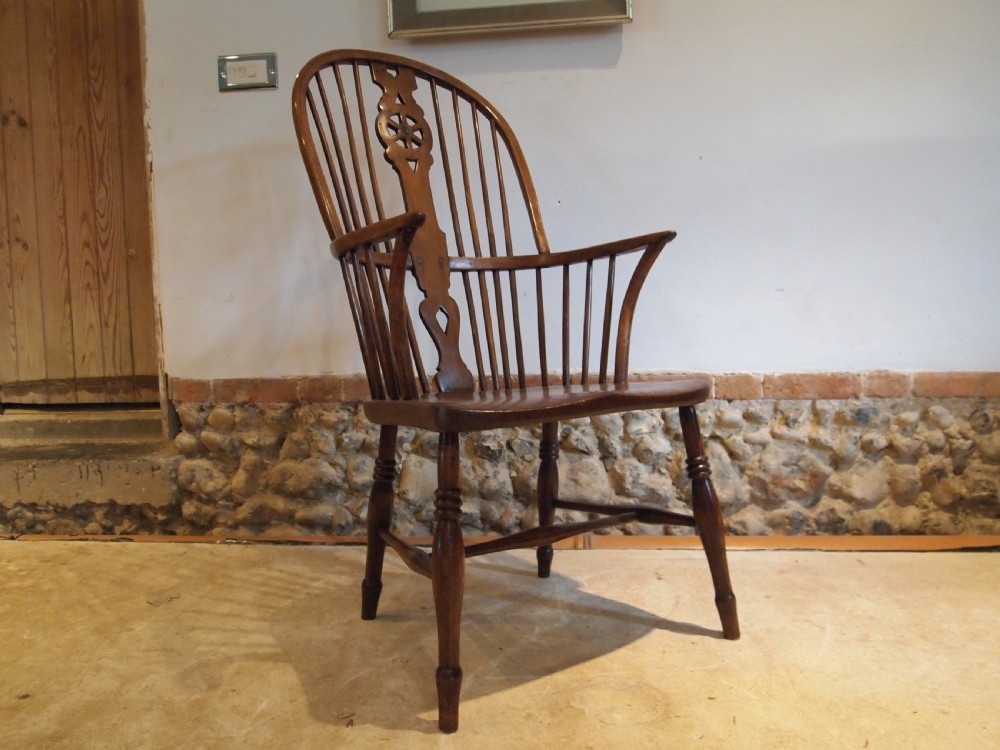 Chair Windsor early Victorian Ash Elm armchair c1840 View IX