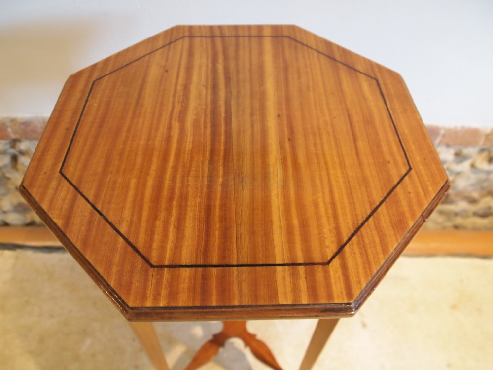 Table elegant hall lamp side Edwardian solid Satinwood c1900 View V