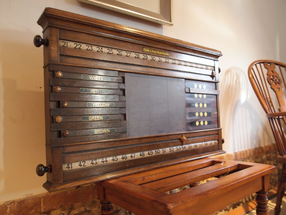 Snooker scoreboard Victorian Oak Orme and Sons Manchester c1890 View III