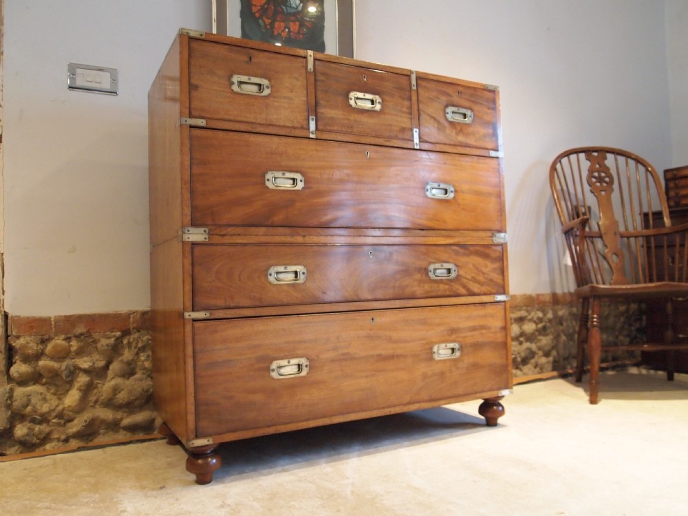Chest of drawers military campaign chest Mahogany Hobbs and Co c1850