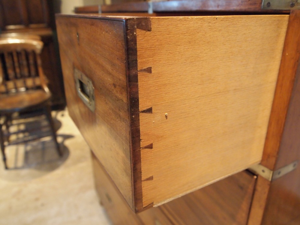 Chest of drawers military campaign chest Mahogany Hobbs and Co c1850 View V