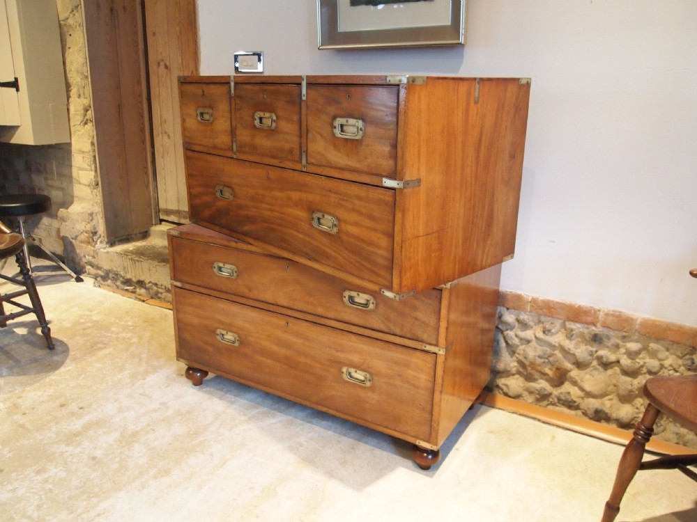 Chest of drawers military campaign chest Mahogany Hobbs and Co c1850 View VII