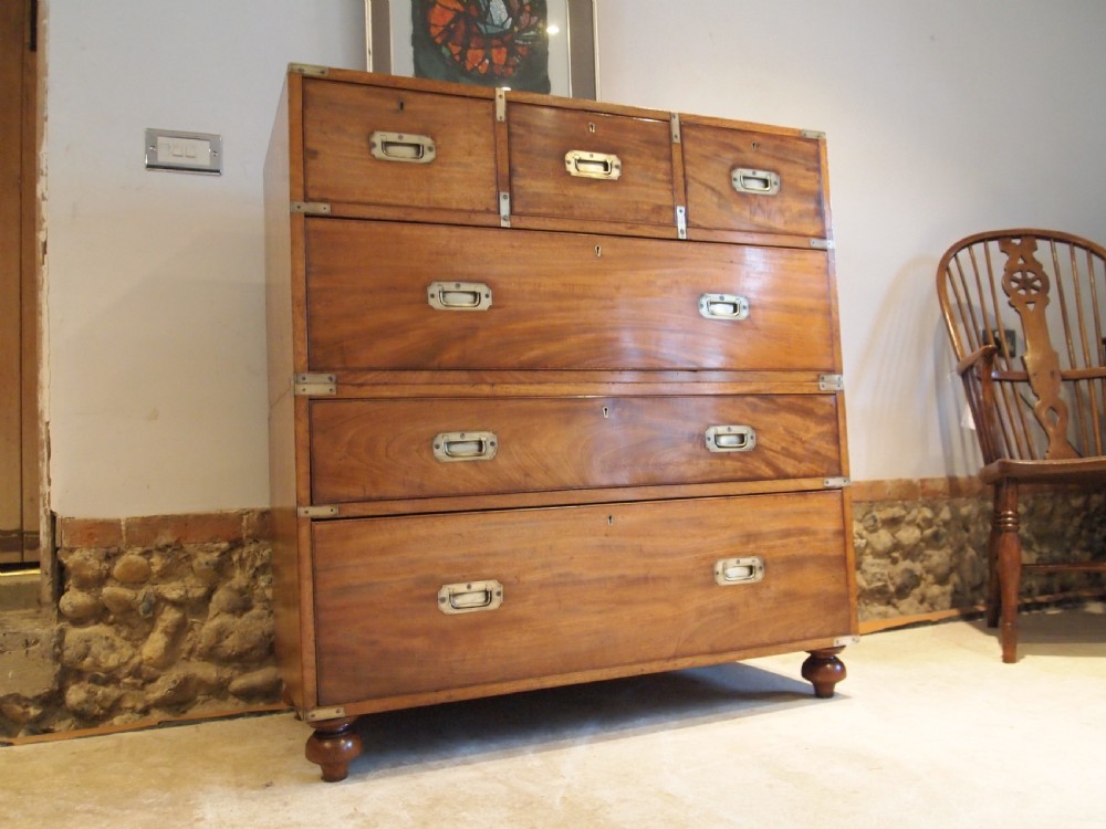 Chest of drawers military campaign chest Mahogany Hobbs and Co c1850 View XIV